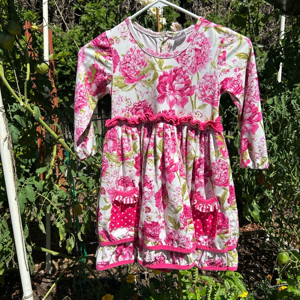 Baa bee Charming Pink Floral Kids Dress